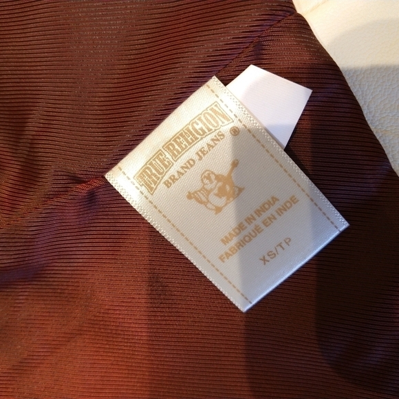 True Religion Off White Leather Moto Jacket - Picture 10 of 16